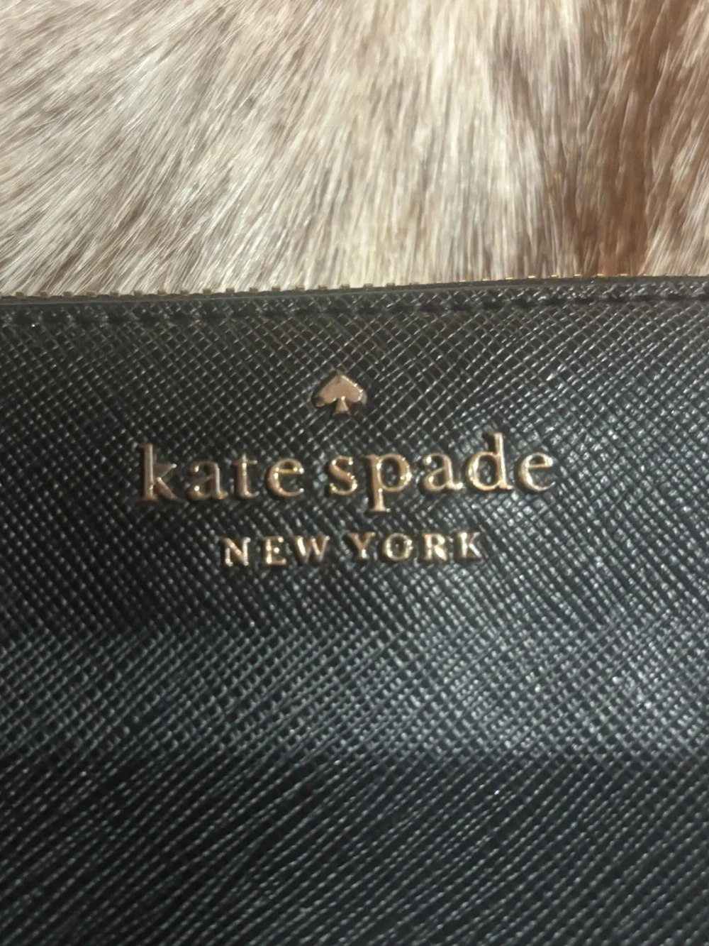 kate spade Black Saffiano Gold Logo Wallet